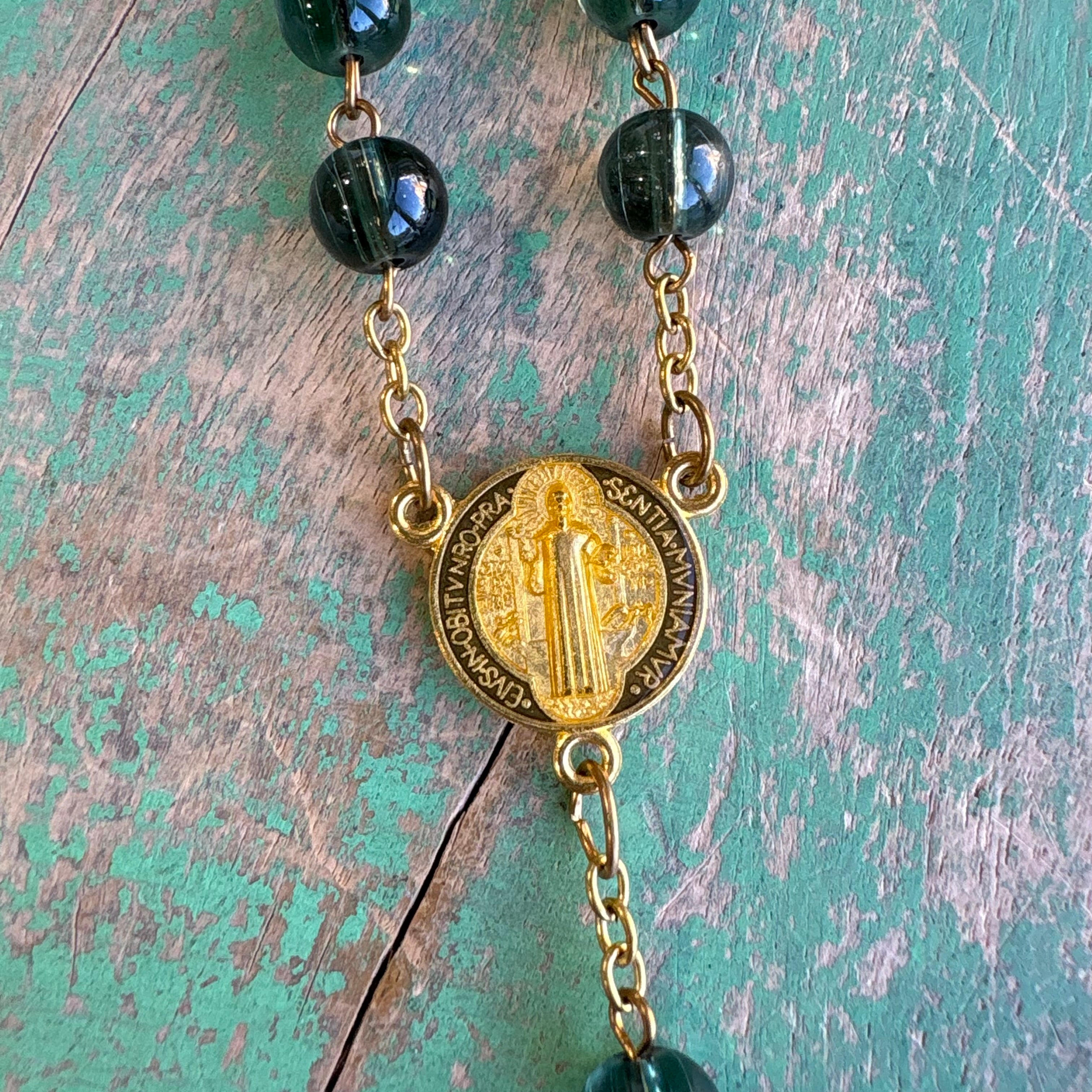 Glass Bead St Benedict Rosary