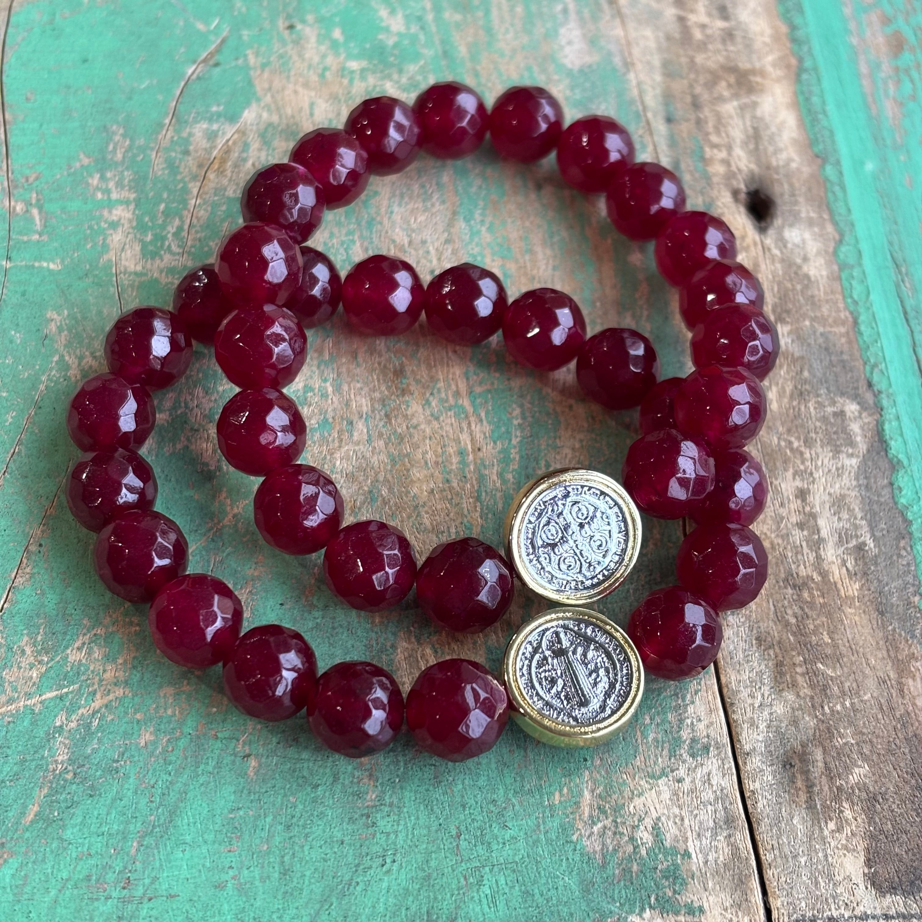 Cranberry Two Tone St Benedict Bracelet