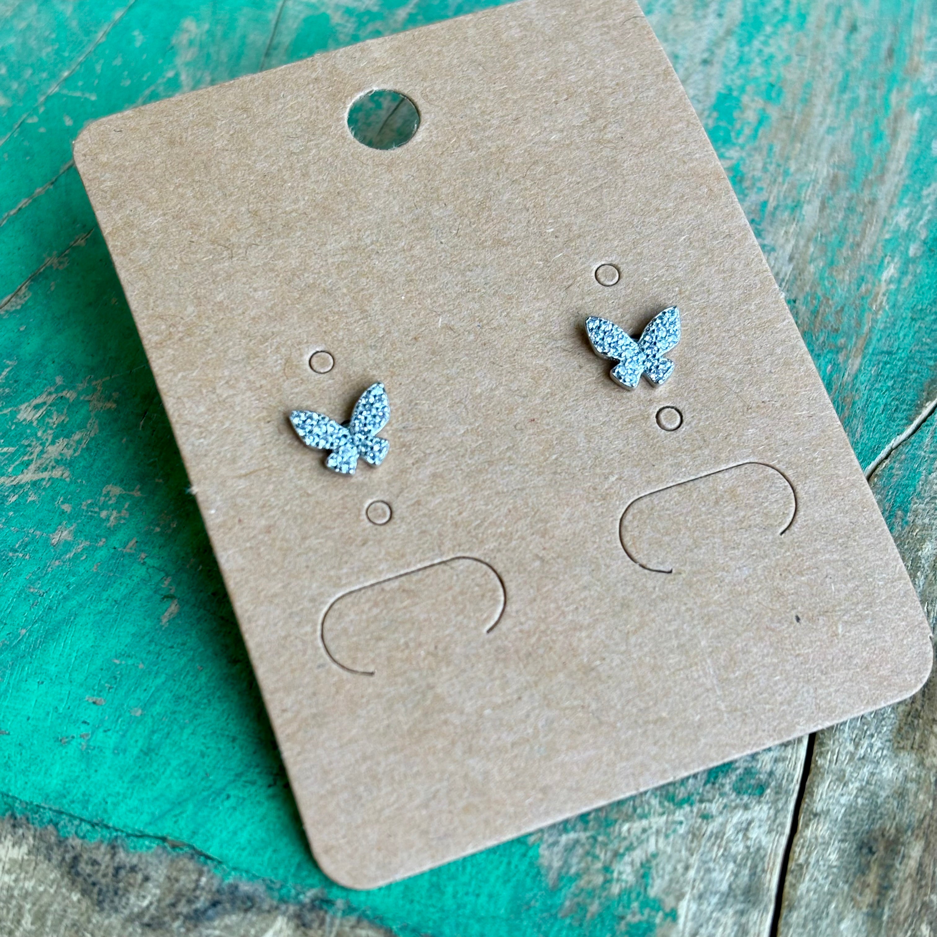 Sterling Silver CZ Butterfly Earrings
