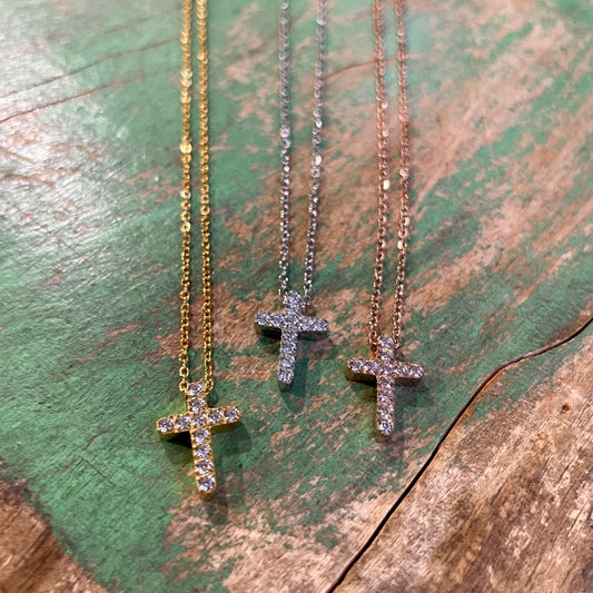 Stainless Steel CZ Cross Necklace