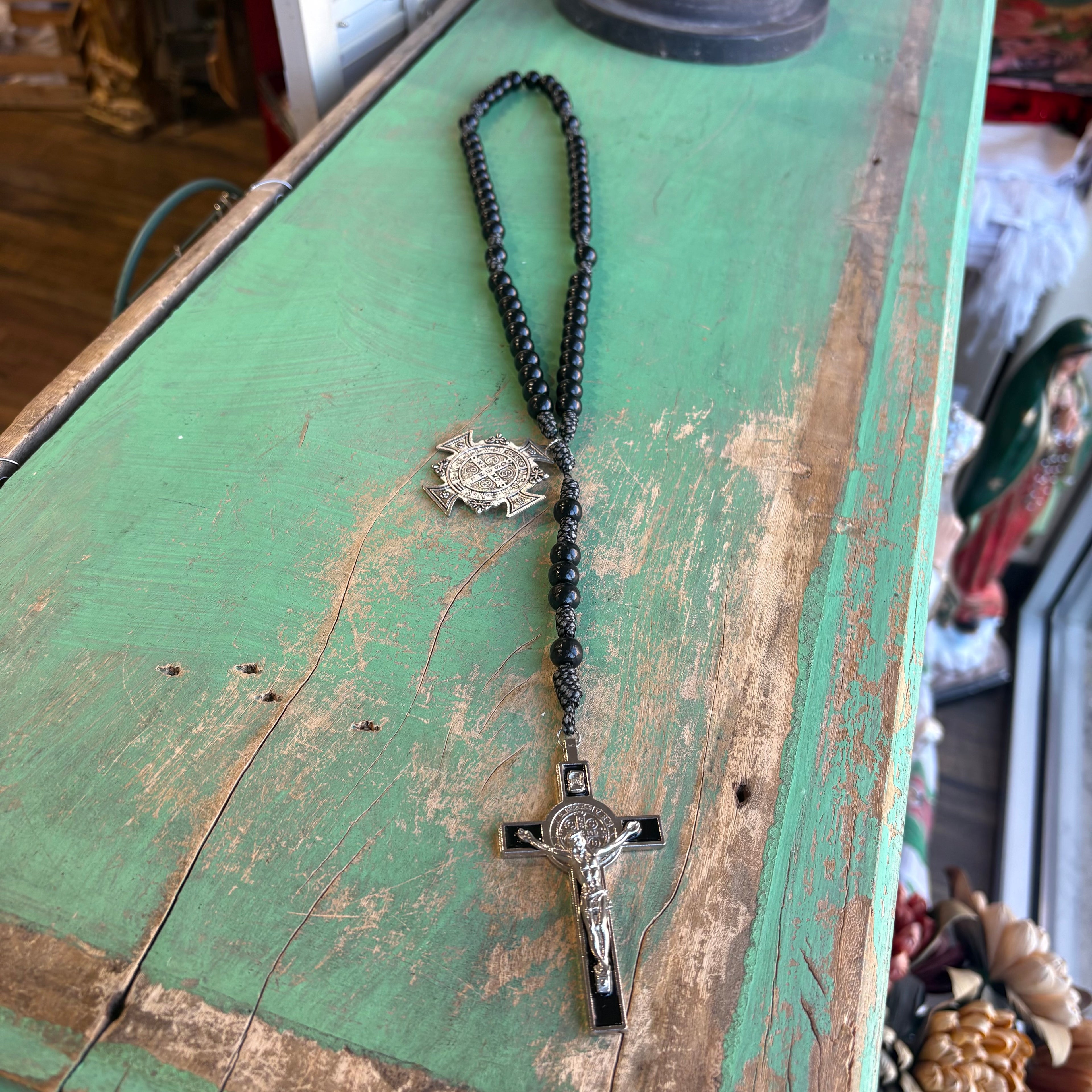 St. Benedict Black Paracord Rosary
