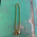 Gold Ball Chain with Puffy Heart Necklace