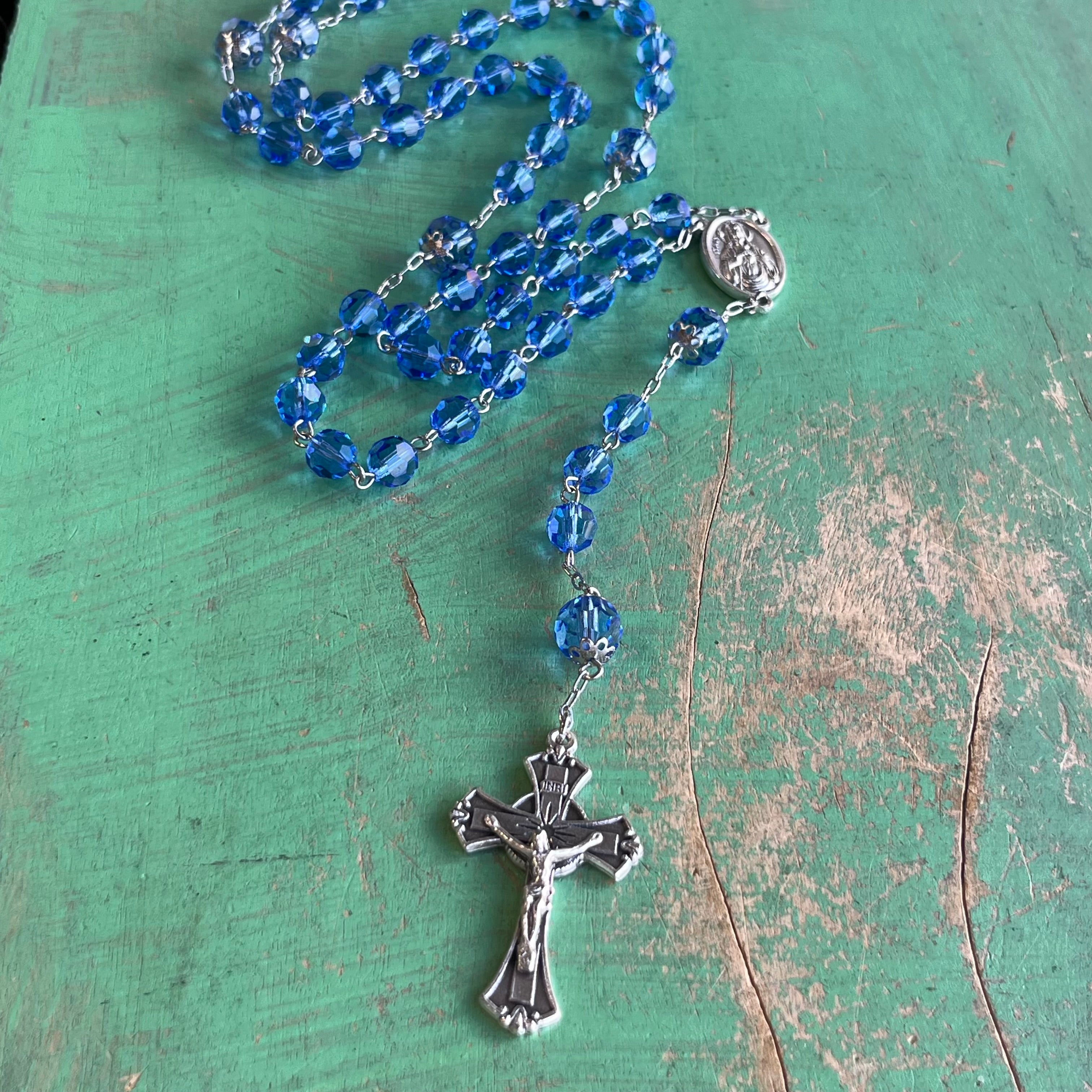 Preciosa Sapphire Crystal Rosary
