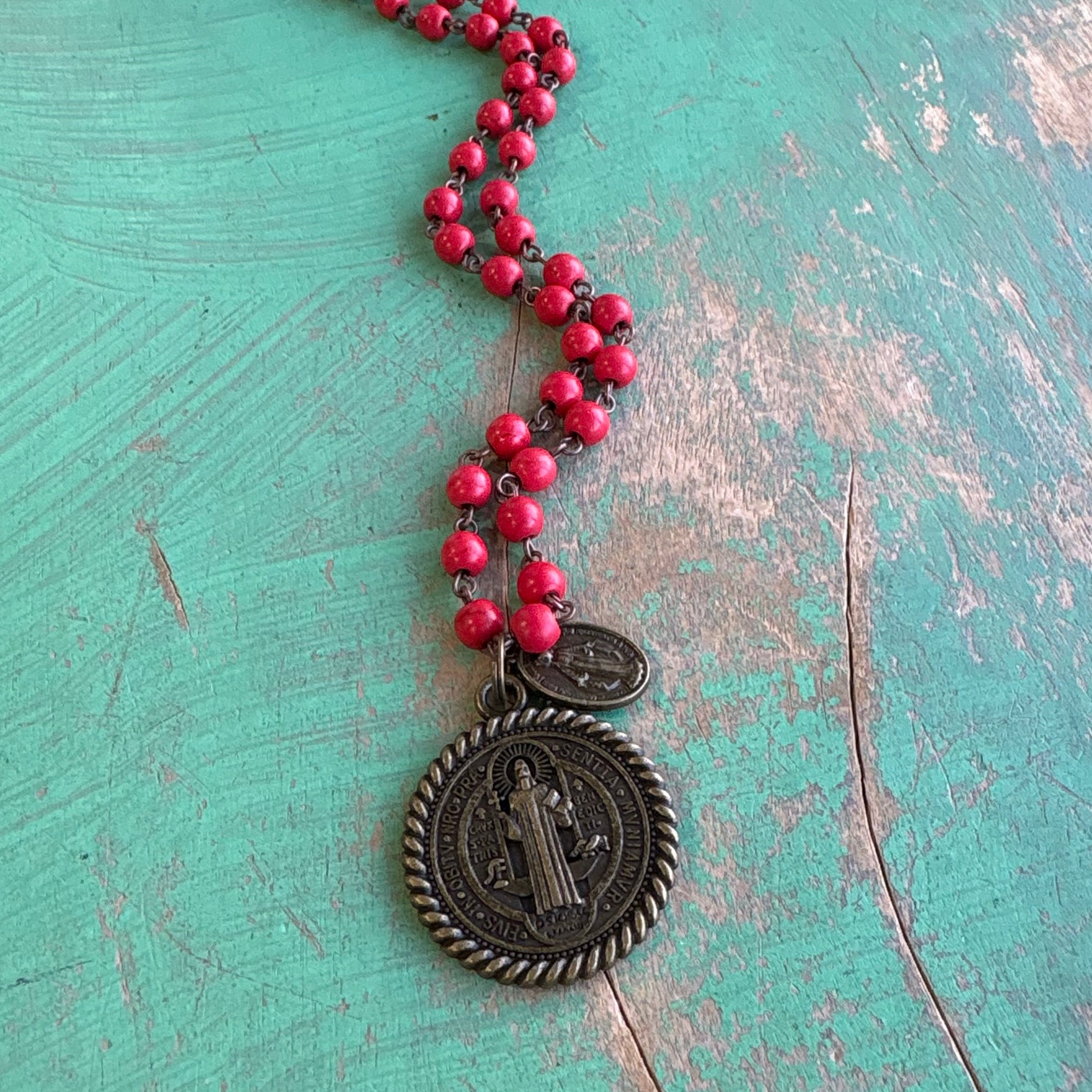 Howlite St Benedict Miraculous Necklace