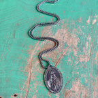 Stainless Steel Miraculous Medal 28” Necklace
