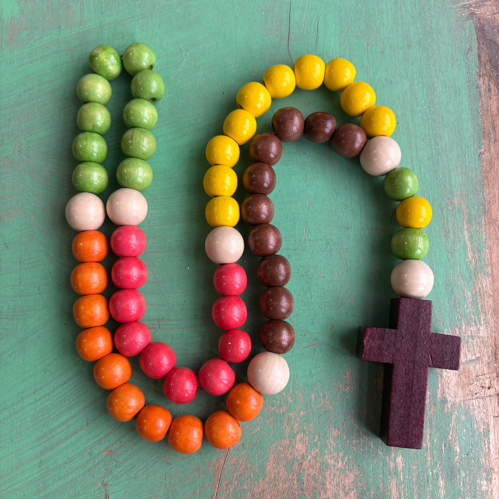 Big Wooden Bead Rosary