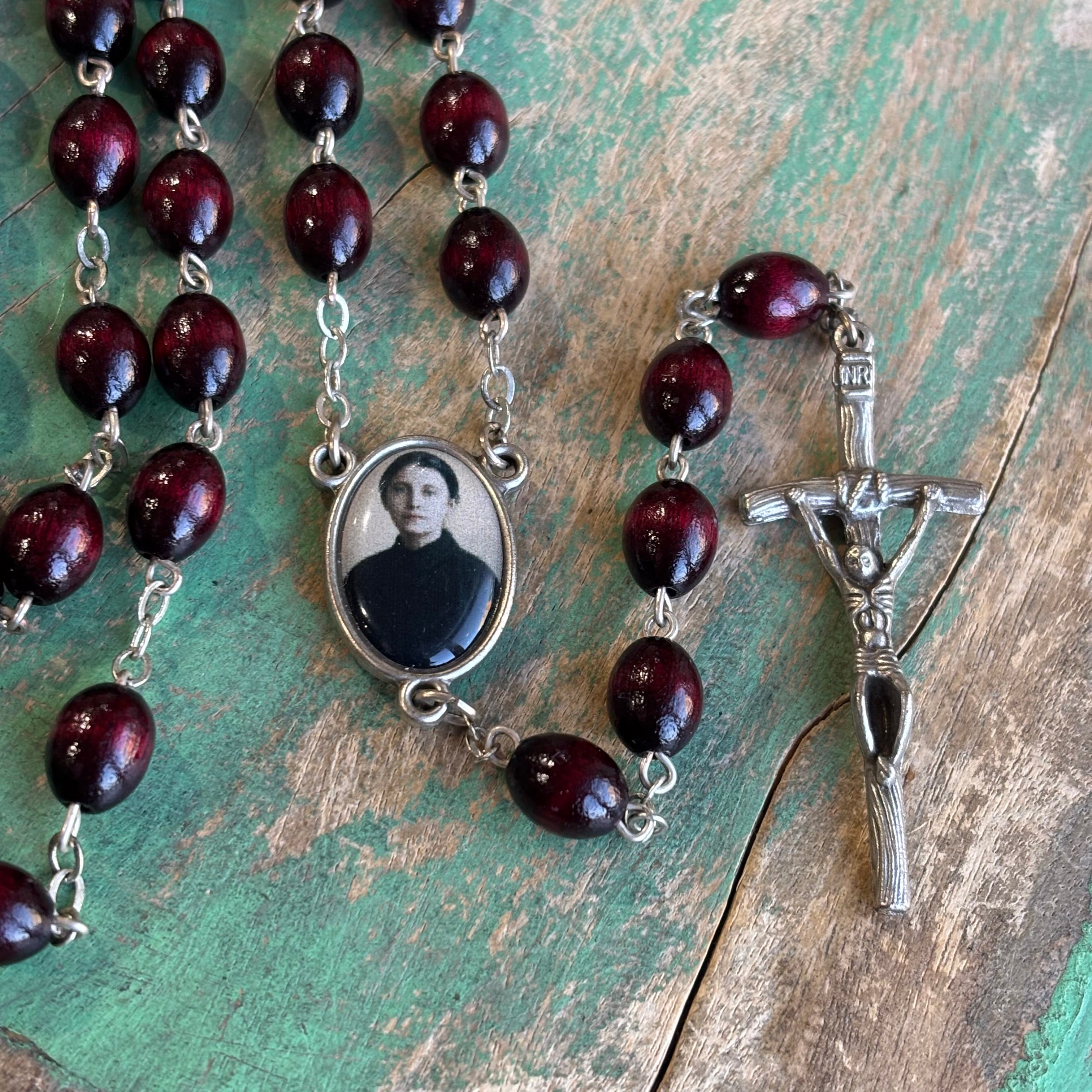 Saint Gemma Galgani Wood Bead Rosary