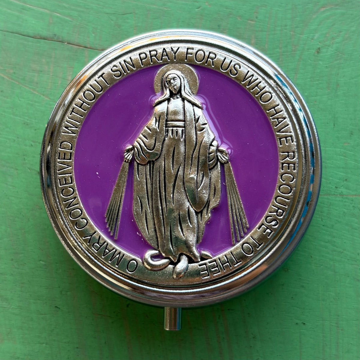 Metal Pyx Box - 2" With Sacred Images