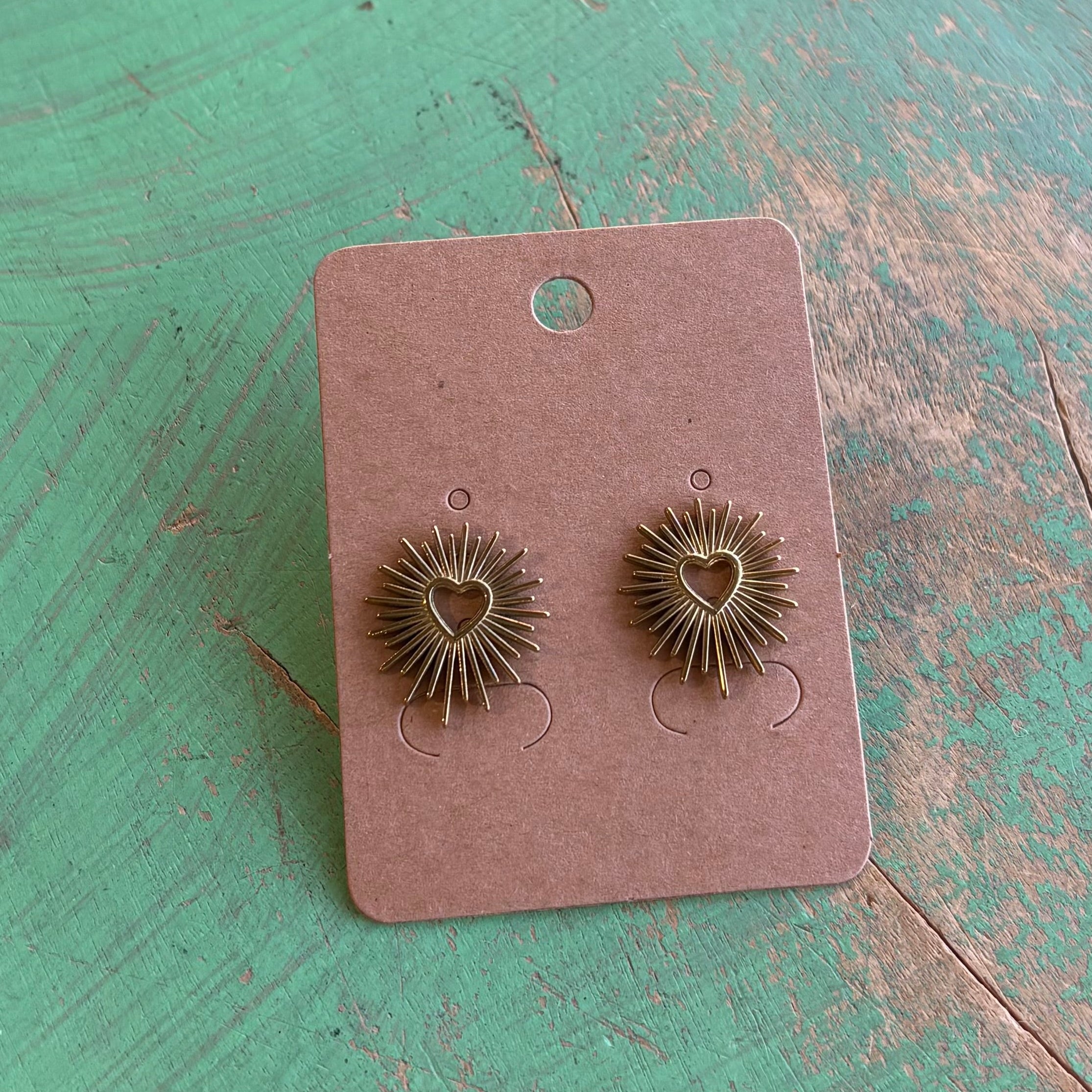 Stainless Steel Flaming Heart Post Earrings