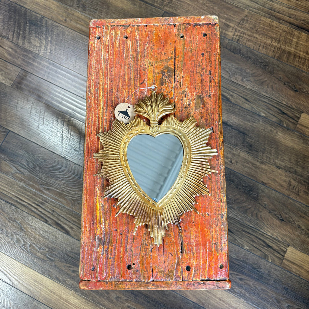 Tin Rounded Rays Sacred Heart Mirror