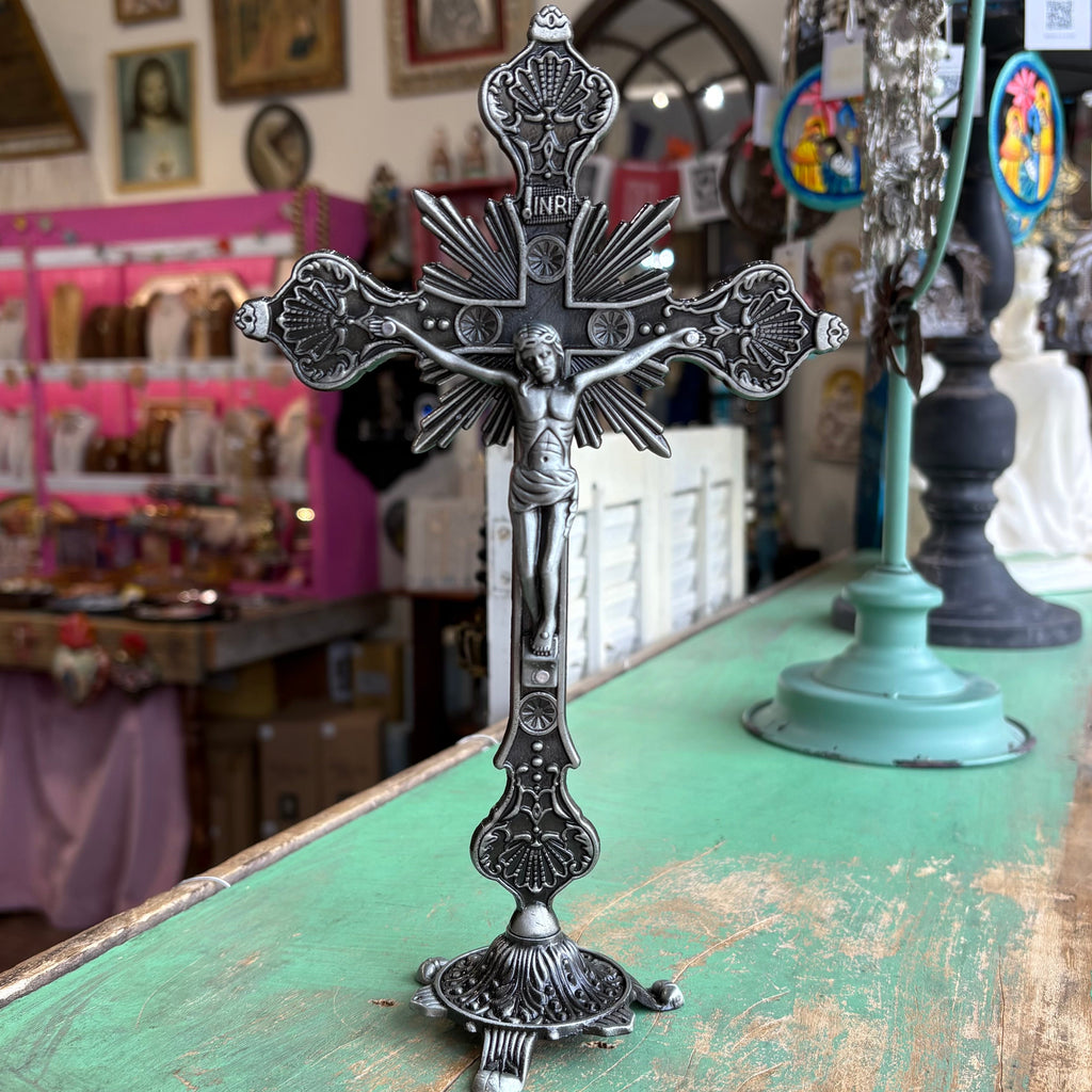 Standing Silver 9" Crucifix