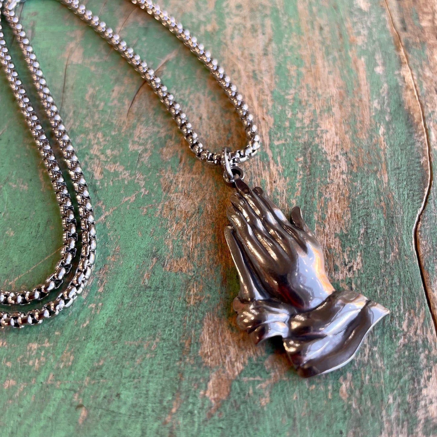 Stainless Steel Praying Hands Necklace