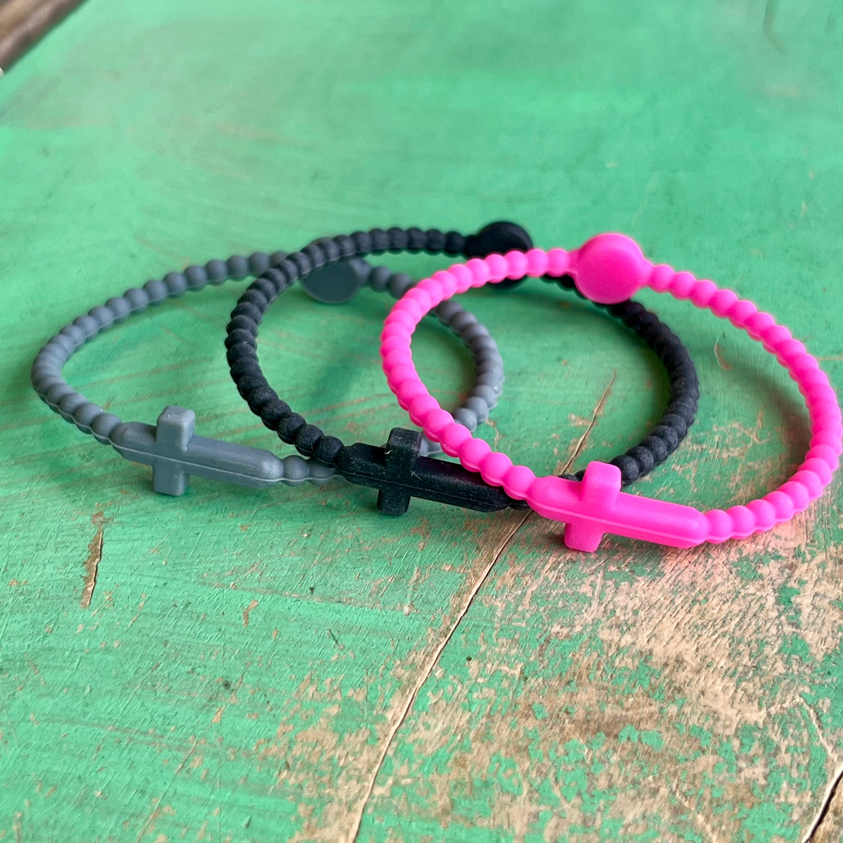 Silicone Side Cross Beaded Bracelet