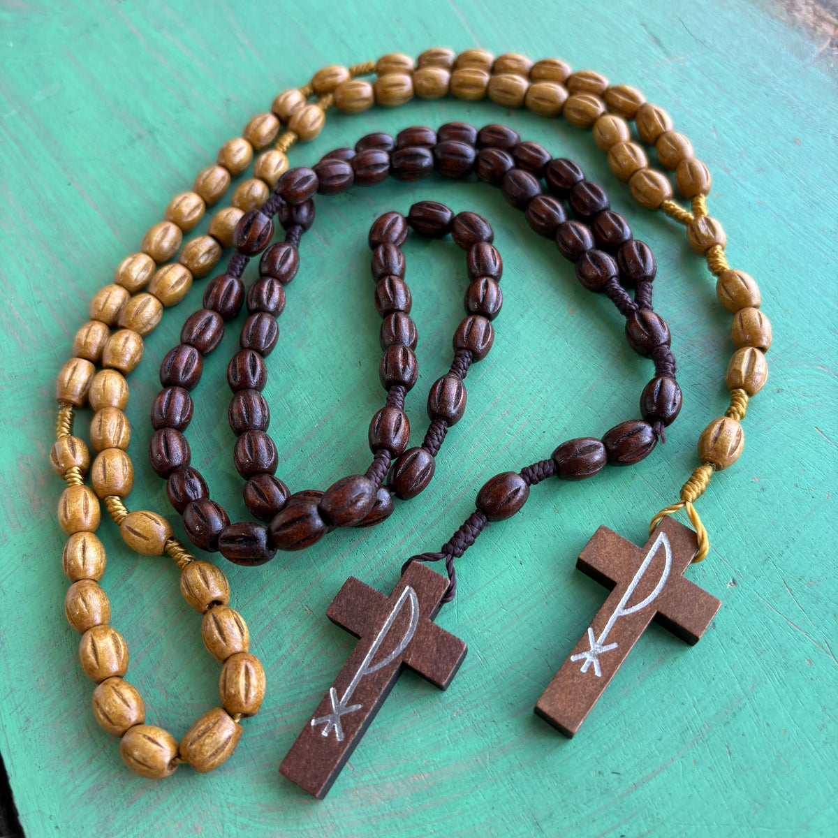 Wooden Chi-Rho Rosary – A Symbol of Faith and Devotion