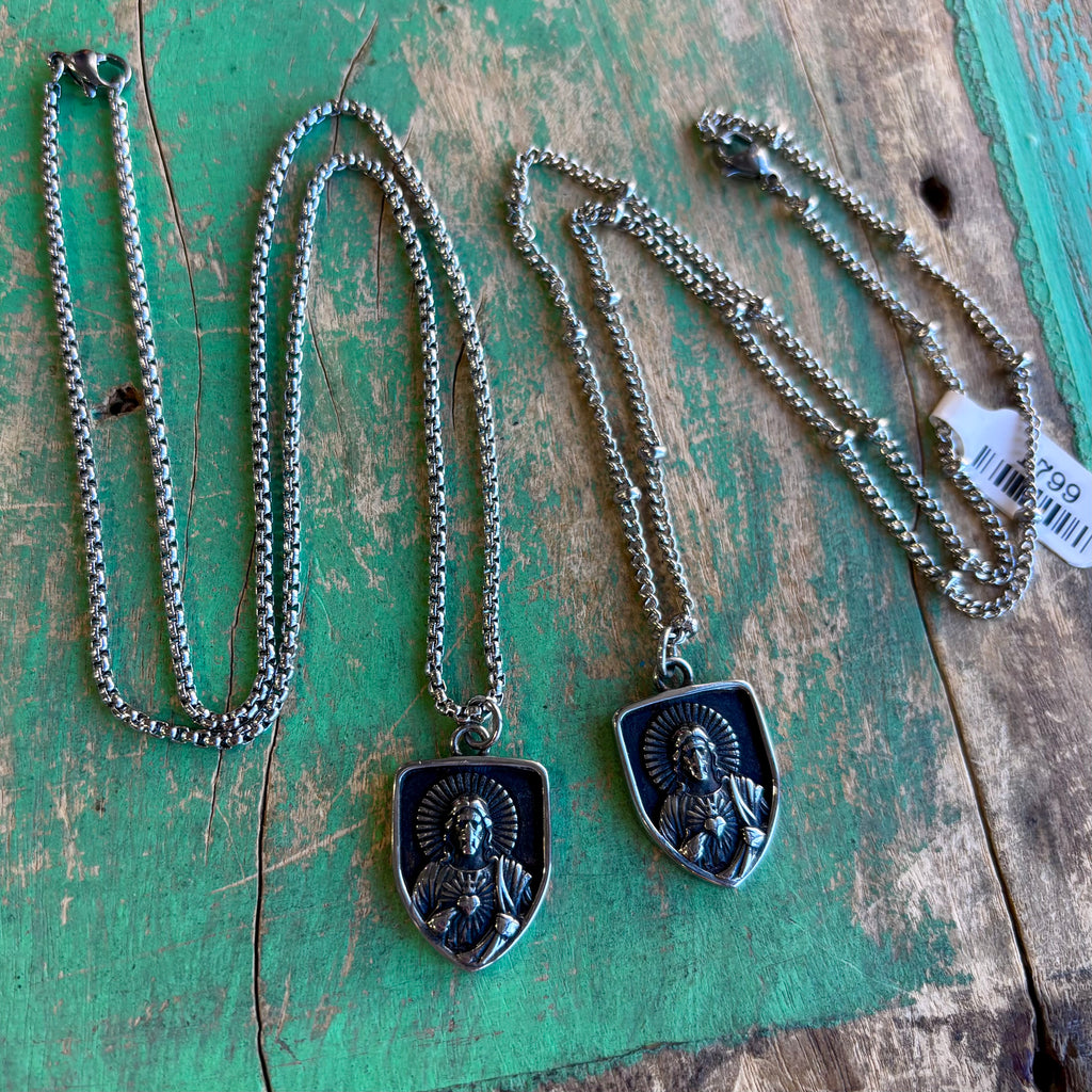 Sacred Heart of Jesus Shield Necklace