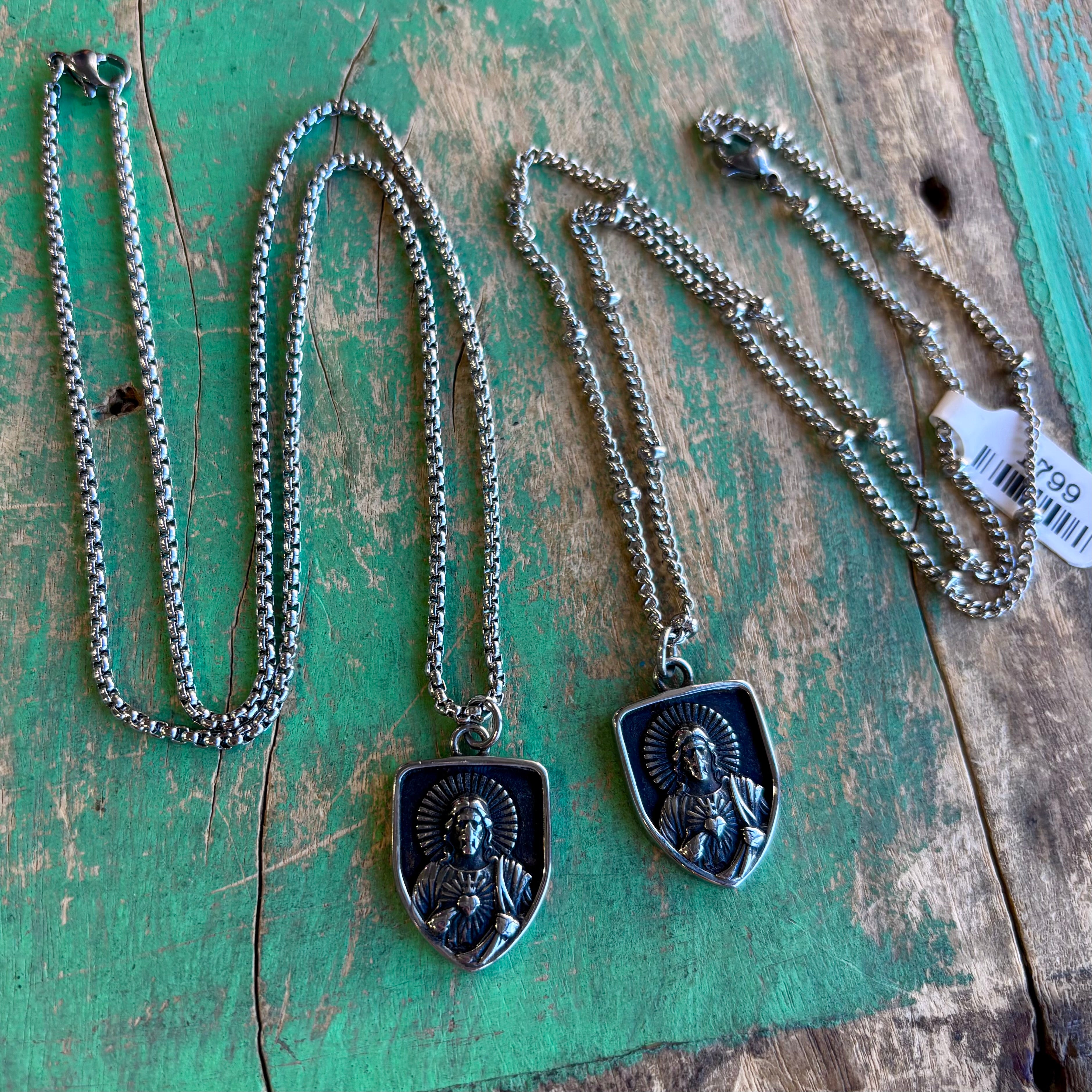 Sacred Heart of Jesus Shield Necklace
