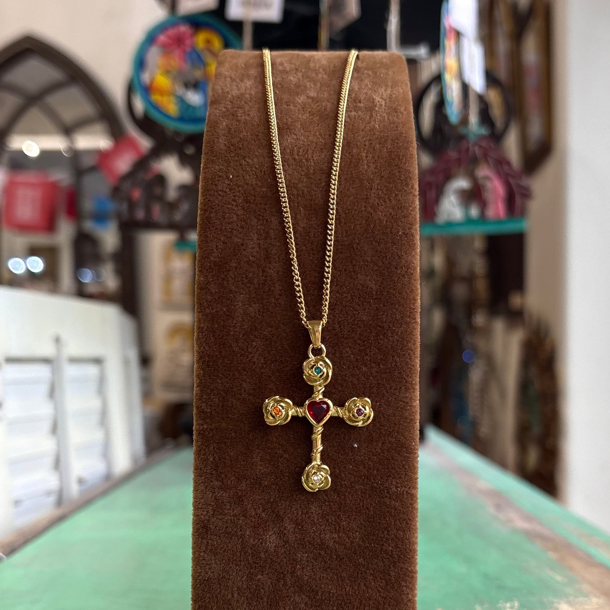 Rose Bloom Red Heart Cross Collection