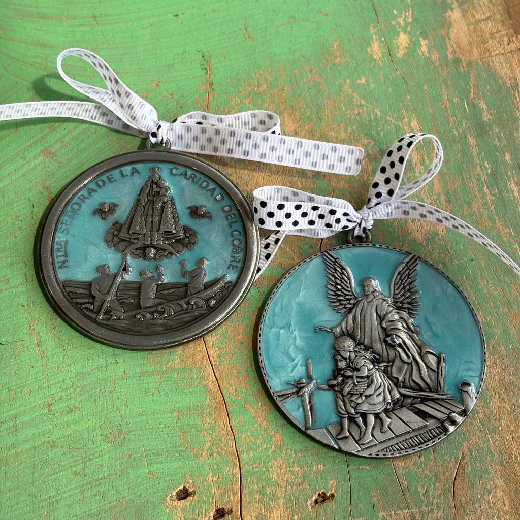 Round Medal Baby Blessing in Pink or Blue