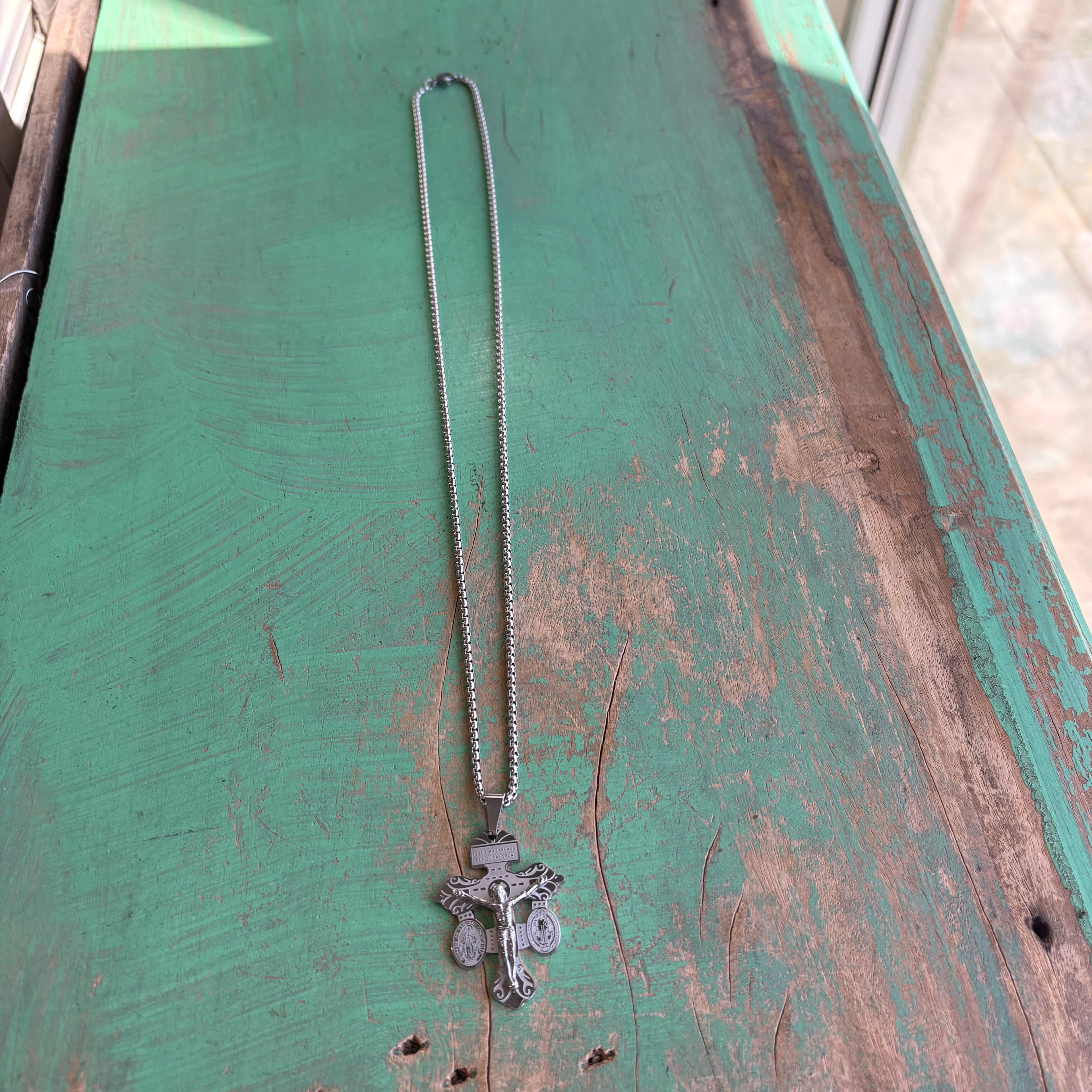 Stainless Steel Pardon Crucifix Necklace