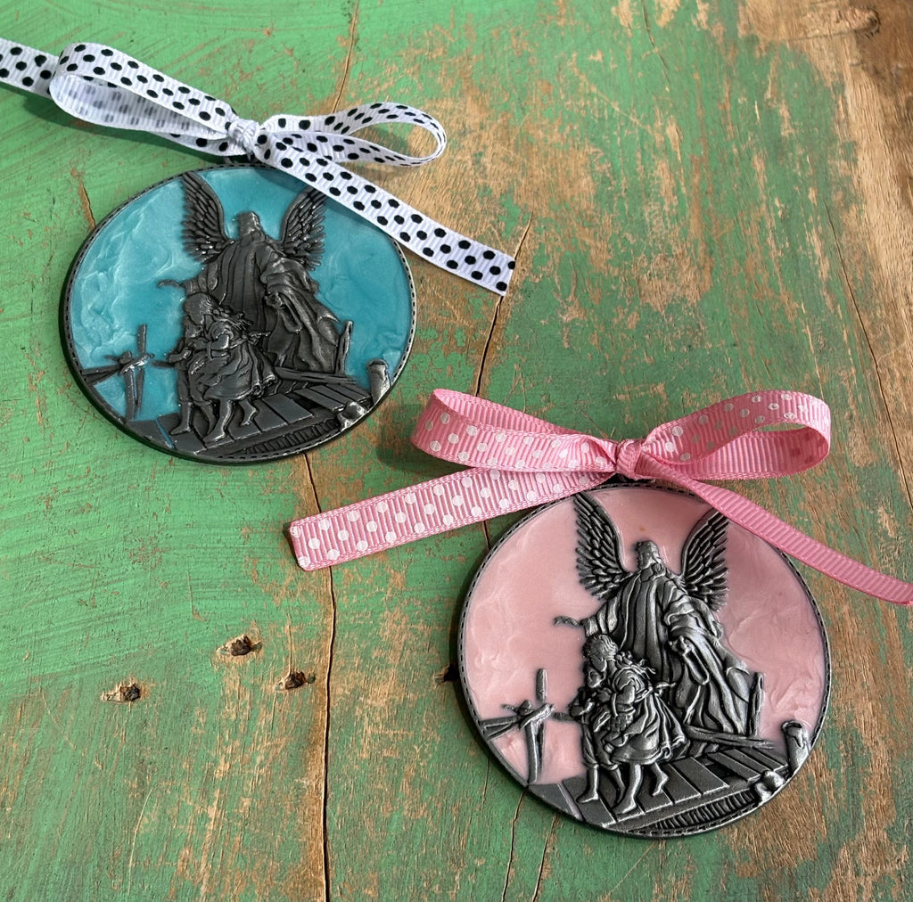Round Medal Baby Blessing in Pink or Blue