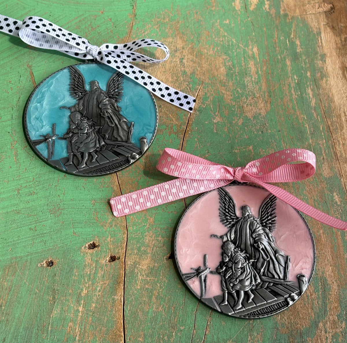 Round Medal Baby Blessing in Pink or Blue