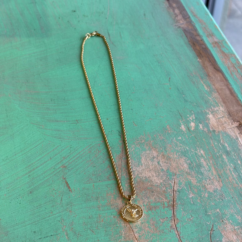 St Michael The Archangel Gold Pendant Necklace