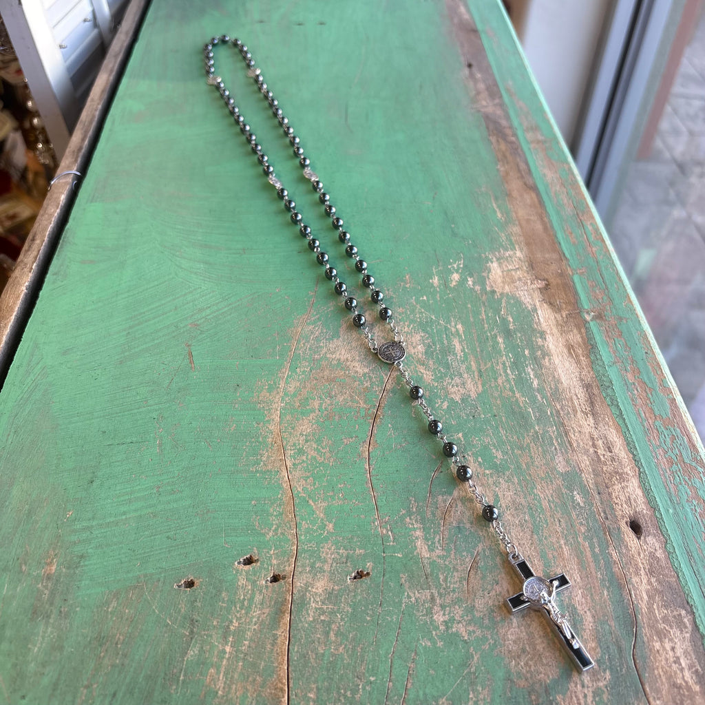 Hematite St Benedict Rosary
