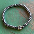 Two Tone Round Cross Hematite Bracelet