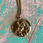 Madonna & Child Stainless Steel Medal Necklace – Gold or Silver