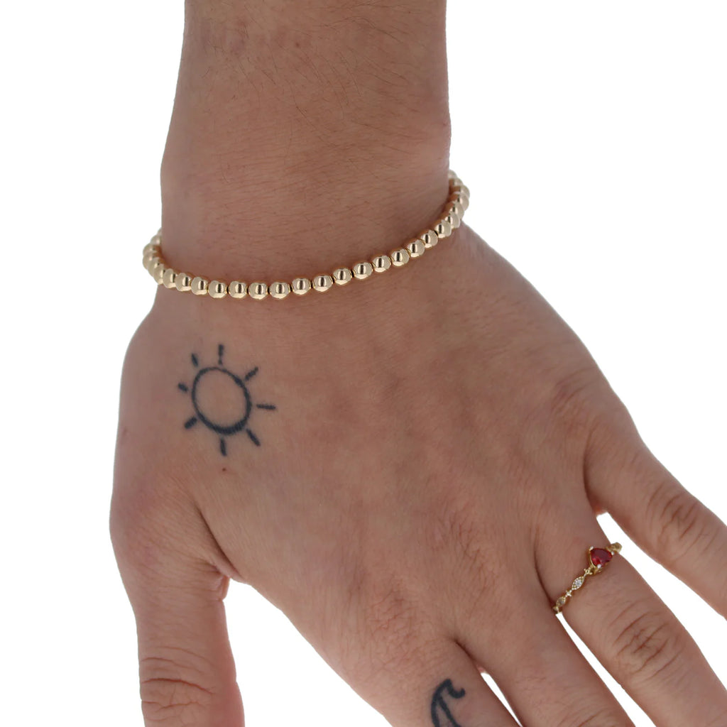 Gold Filled 4mm Beaded Stretch Bracelet