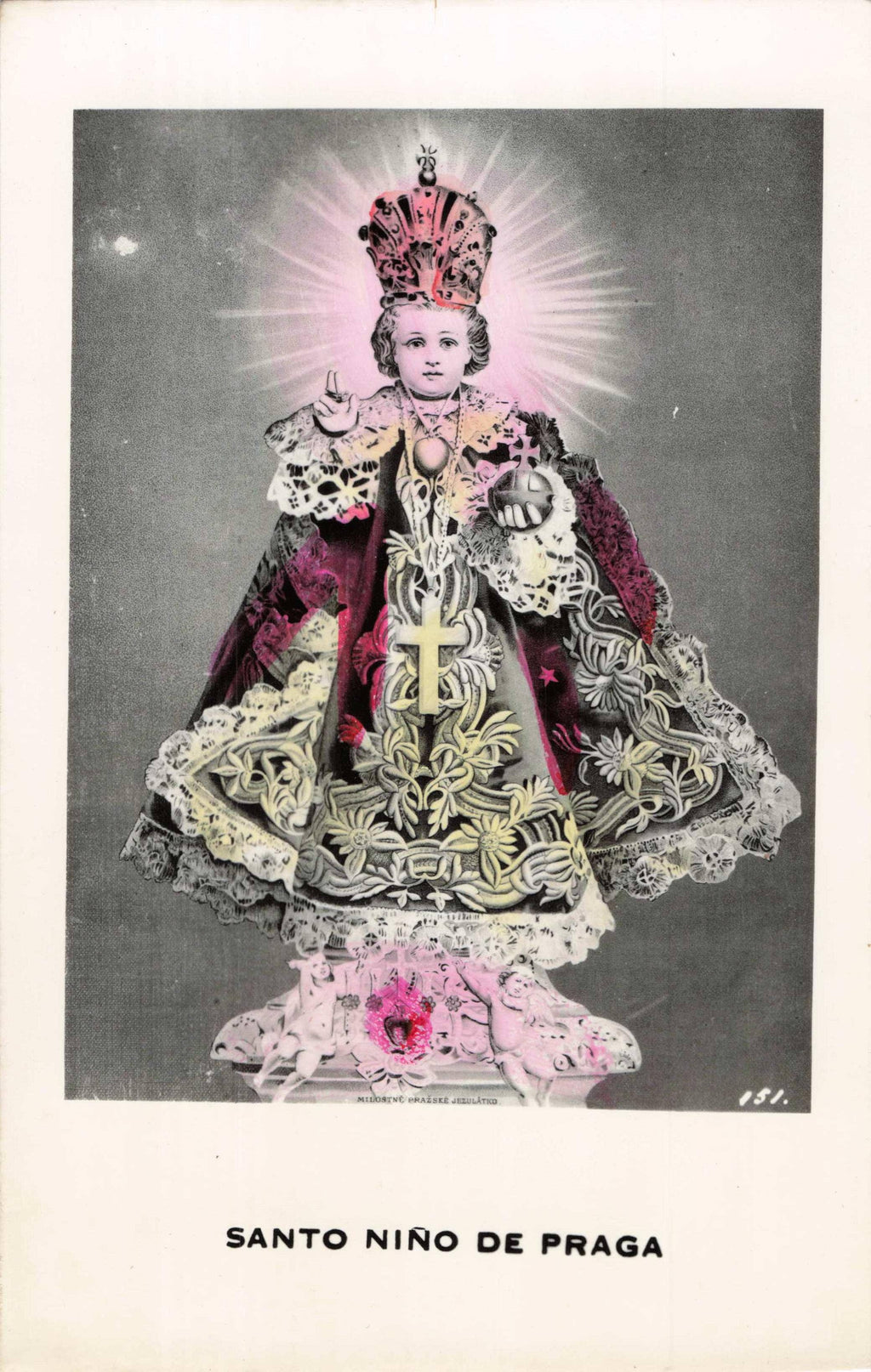 Religious Hand-Tinted Card, Mx.- Santo Niño de Praga, PSC10