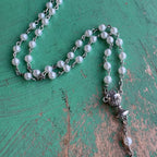 White First Communion Glass Rosary Kit