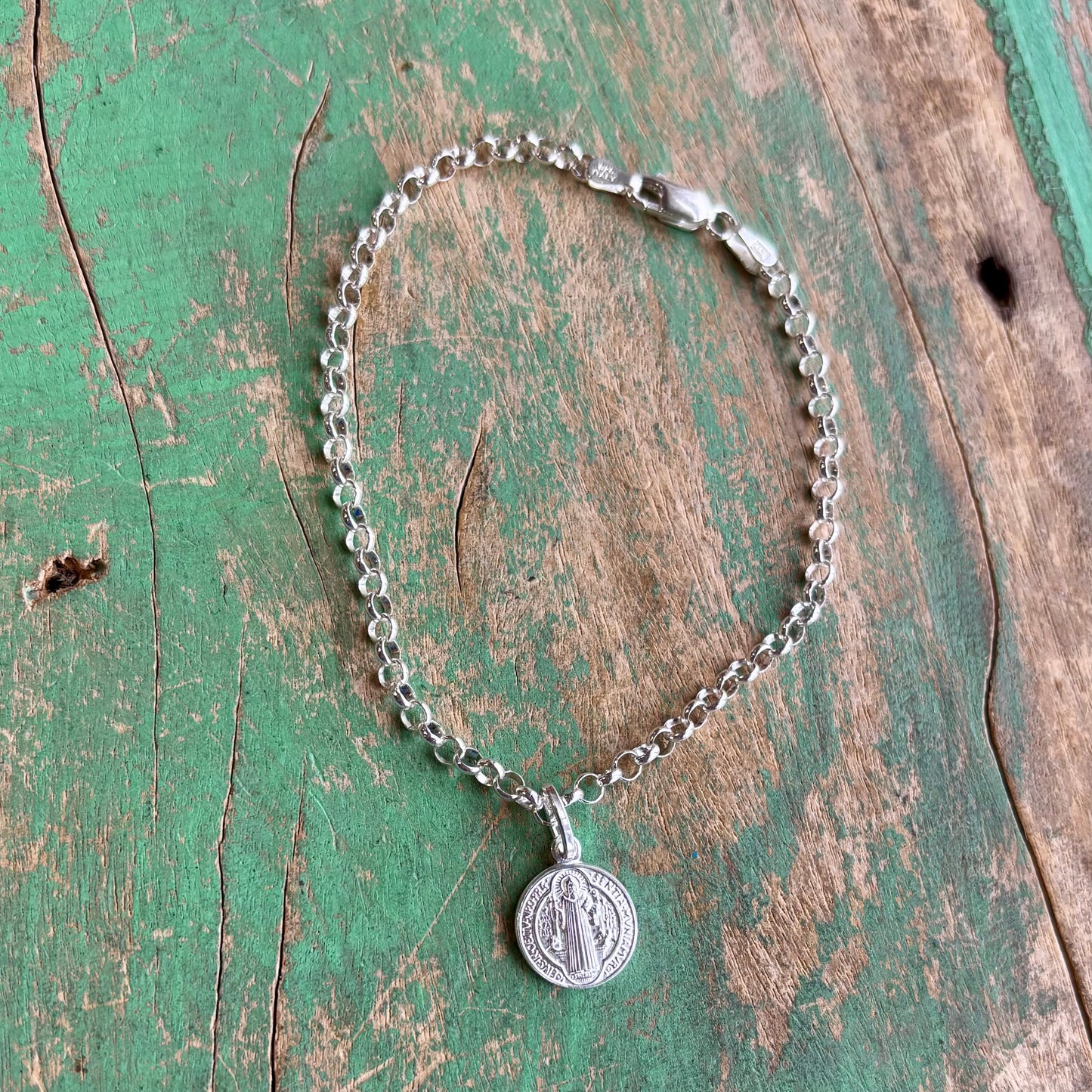 Sterling Silver St Benedict Charm Bracelet