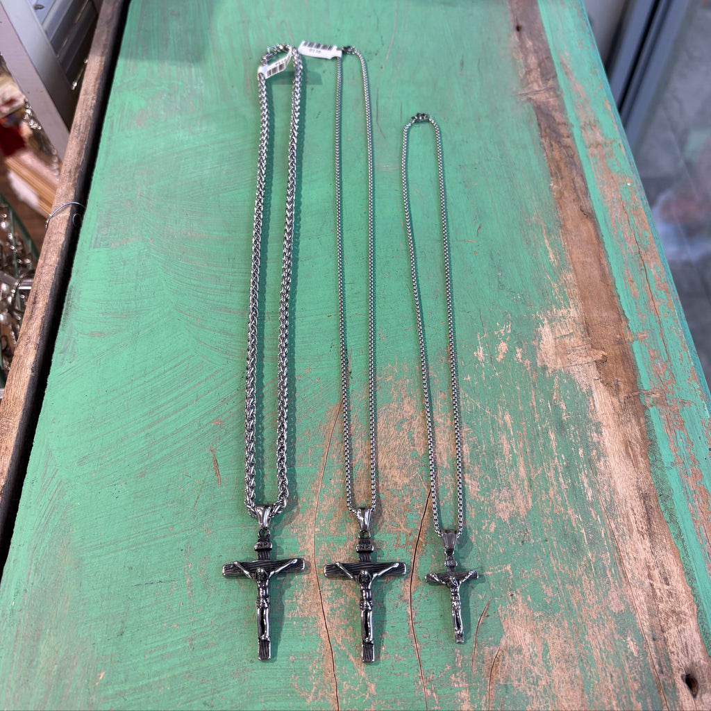 Silver Stainless Steel Crucifix Necklace