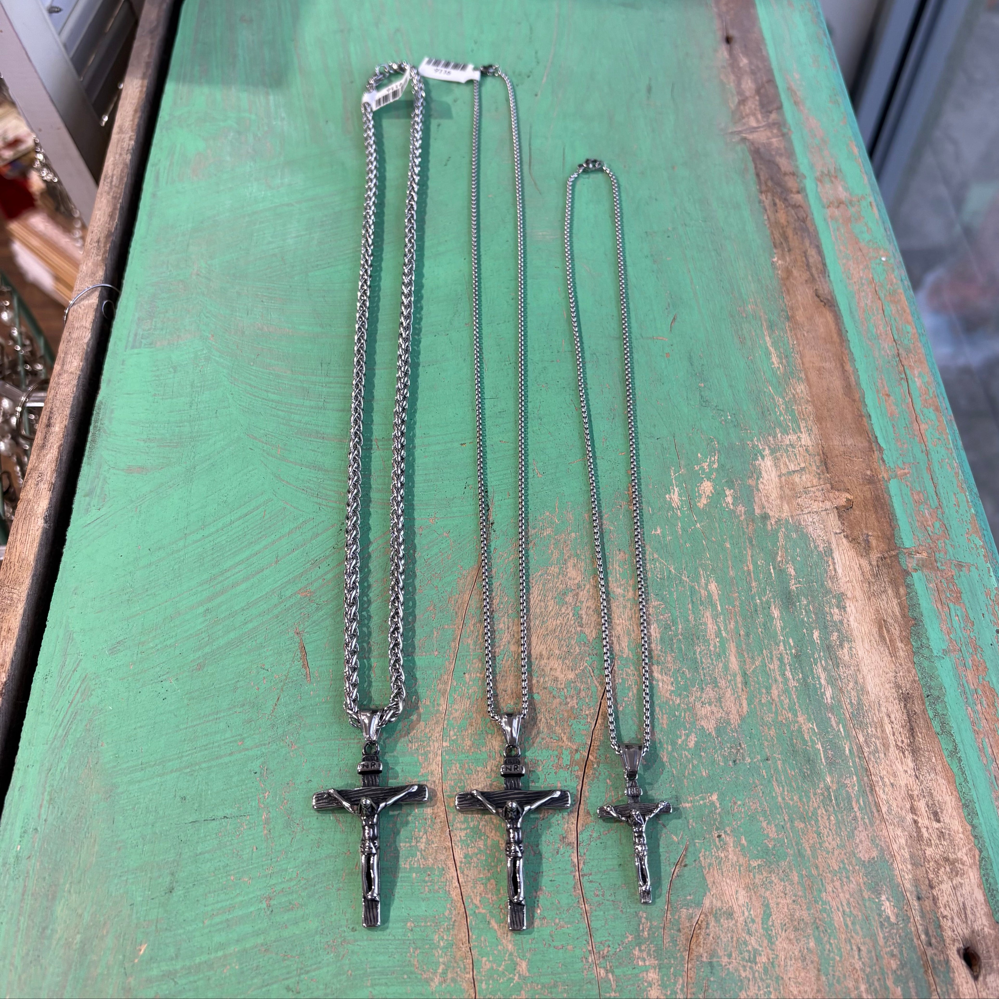 Silver Stainless Steel Crucifix Necklace