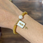 Gold Beaded Freshwater Pearl Faith Bracelets