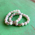 Milky White Two Tone Cross Faith Bracelet