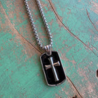 Bold Faith Black Enamel Cross Necklace