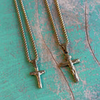 Gold Stainless Steel Crucifix Necklace - Two Sizes