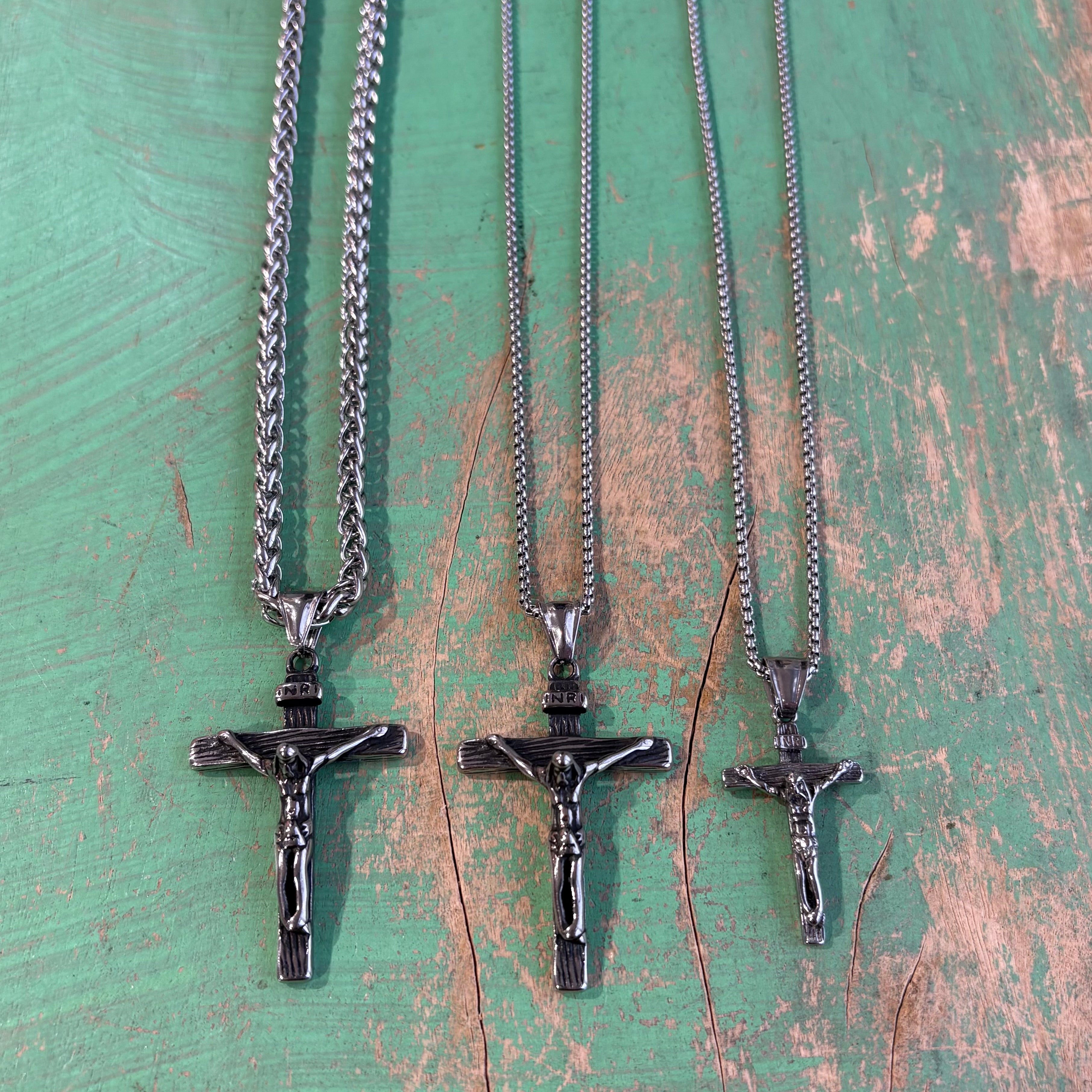 Silver Stainless Steel Crucifix Necklace