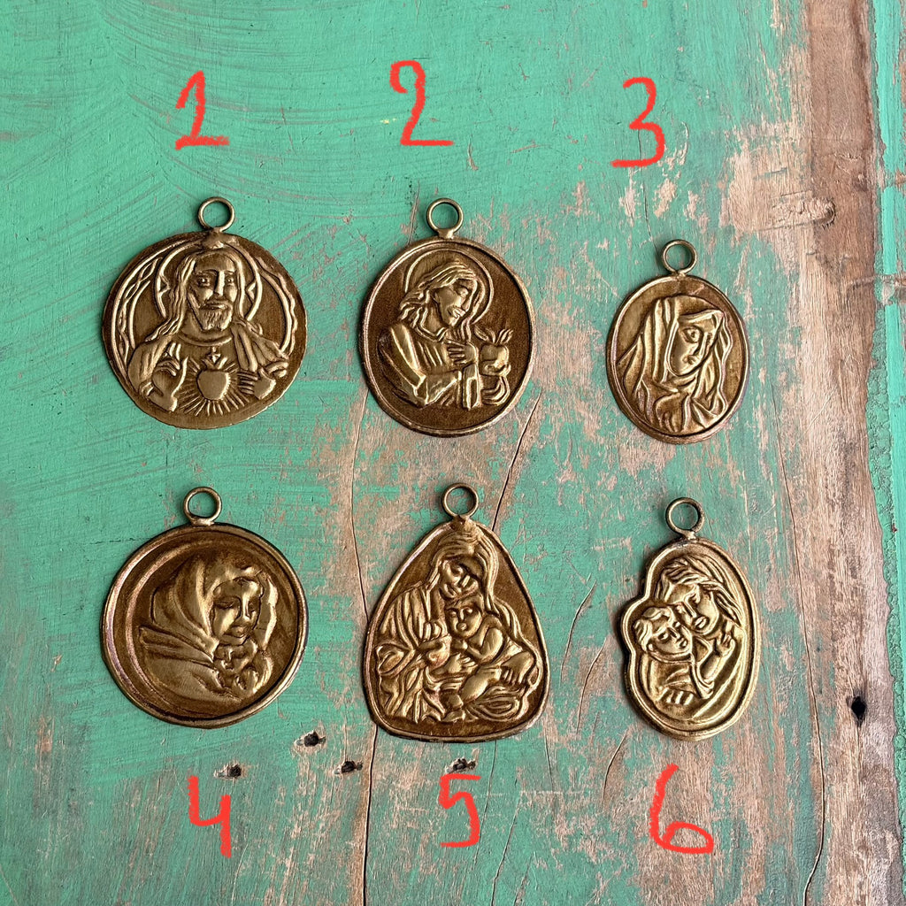 Brass Medallions with Religious Images