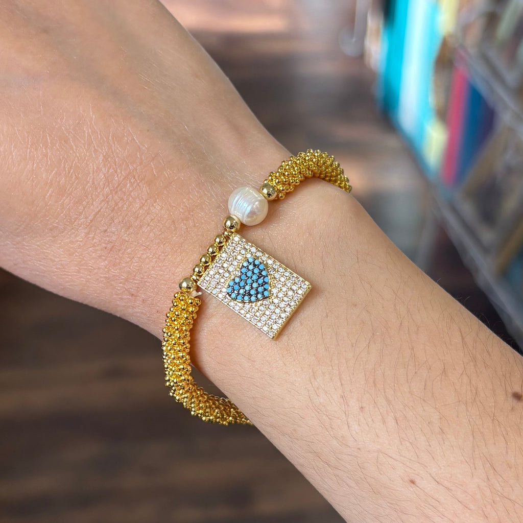 Gold Beaded Freshwater Pearl Faith Bracelets