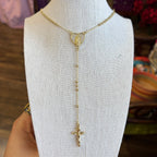 Our Lady of Guadalupe CZ Heart Rosary Necklace – 14K Gold Plated