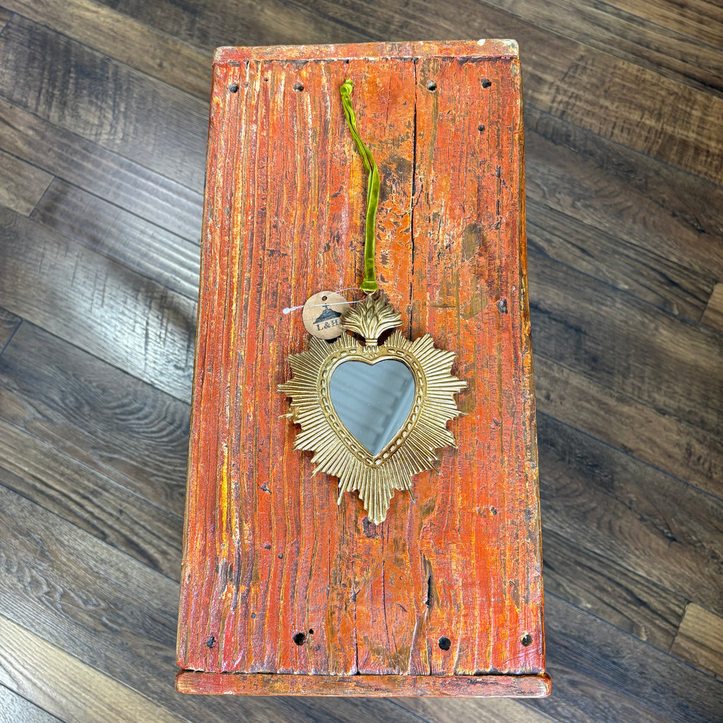Tin Rounded Rays Sacred Heart Mirror