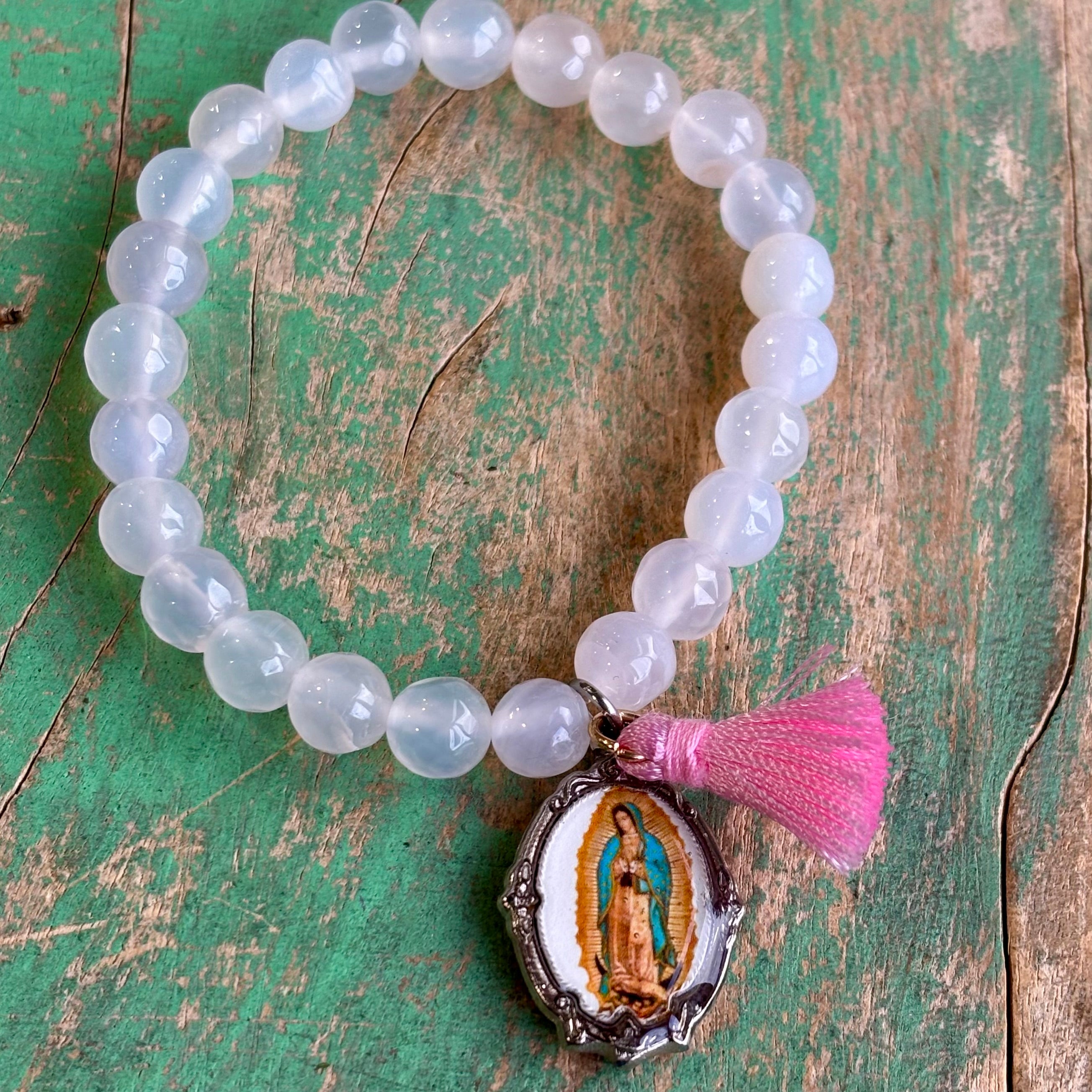 White Agate Faith Tassel Bracelets