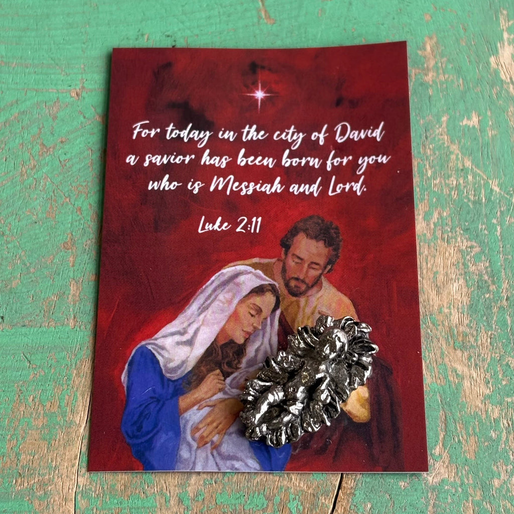 Baby Jesus Nativity Pocket Statue with Scripture Card – 1”