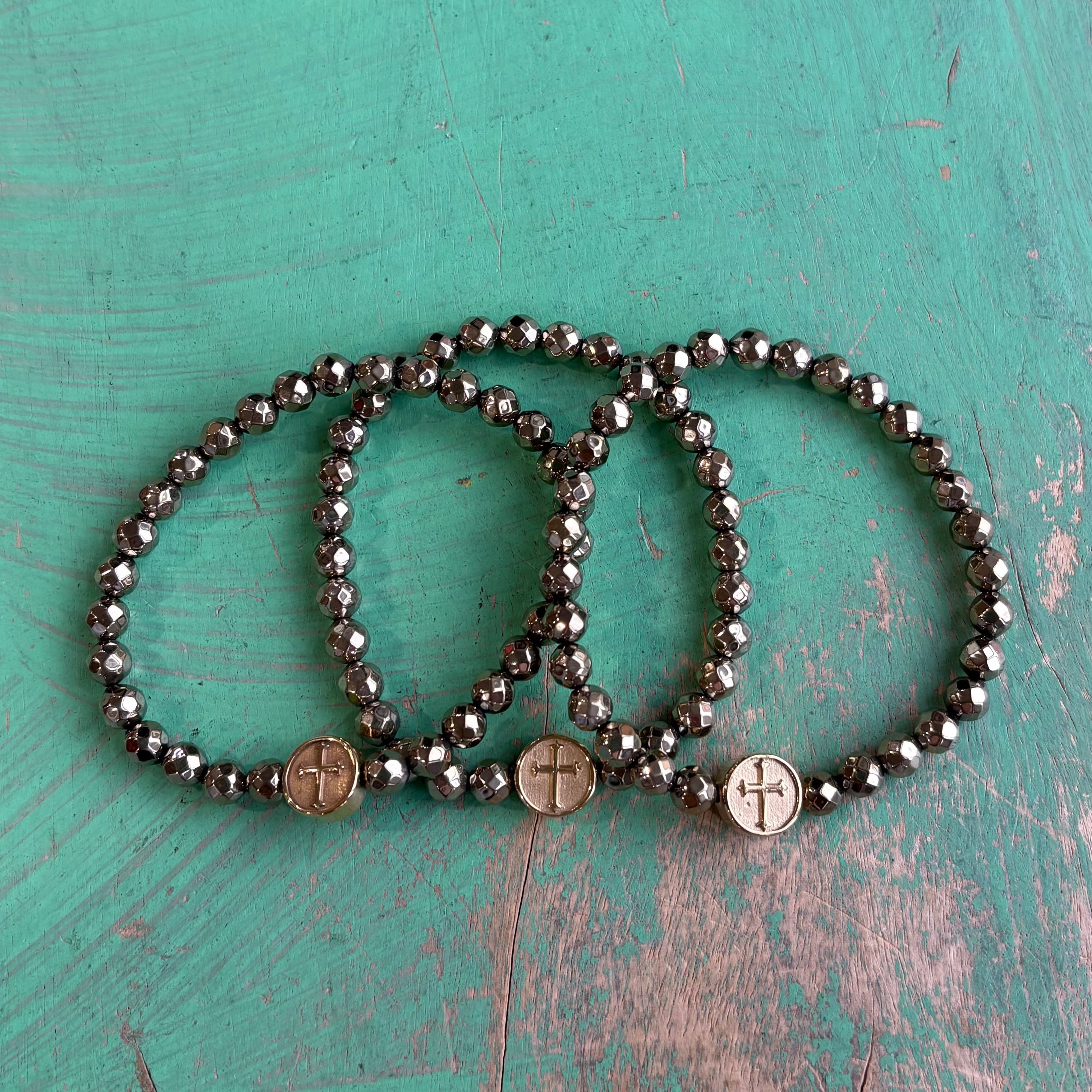 Hematite Cross Bracelets