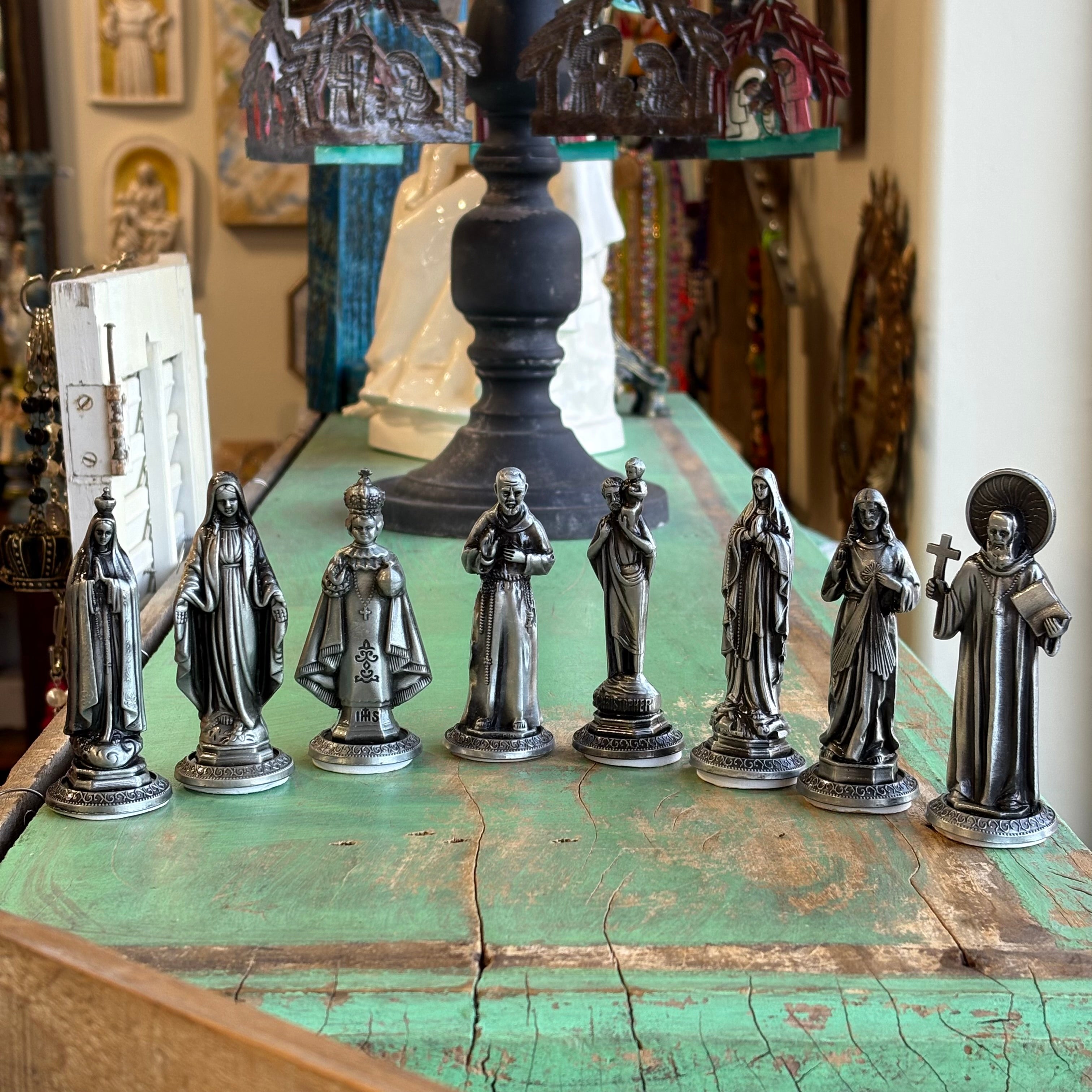 Small Silver 3 1/2" Metal Statues