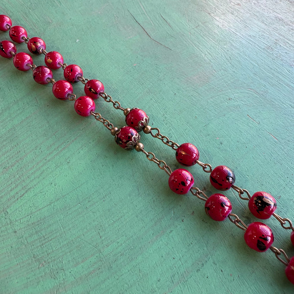 Bronze Glass Bead Our Lady of Grace Rosary