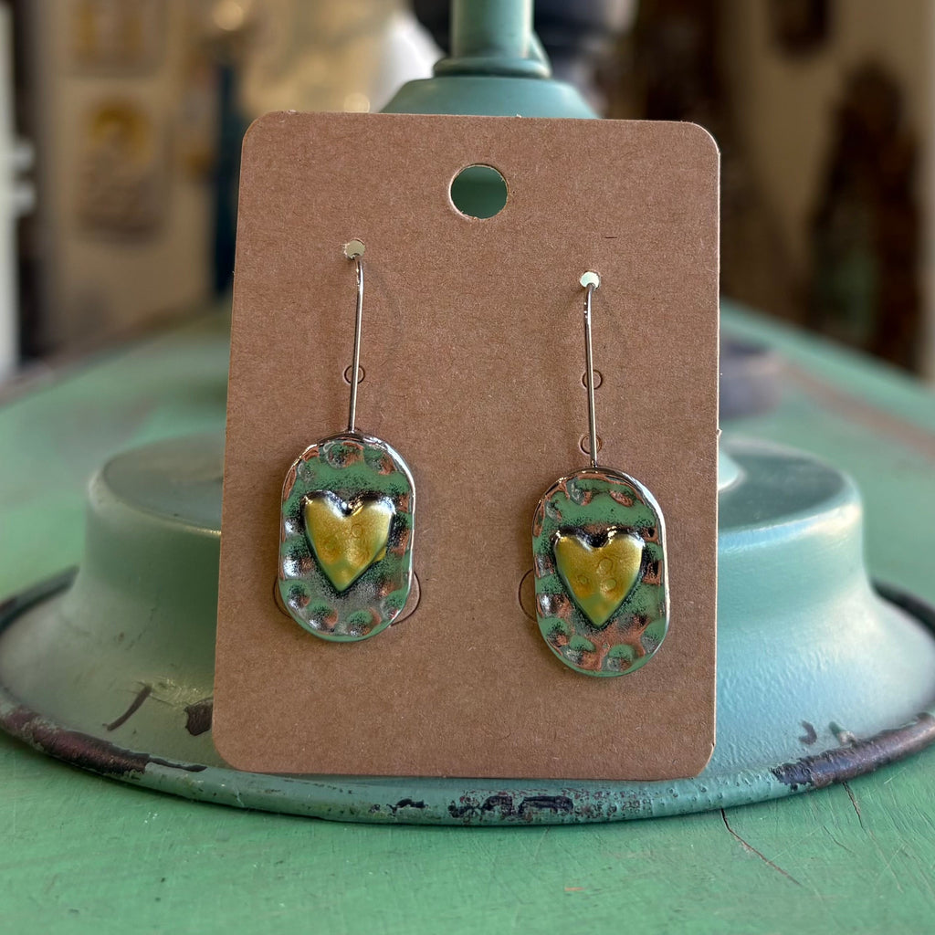 Oval with Heart Dangle Earring